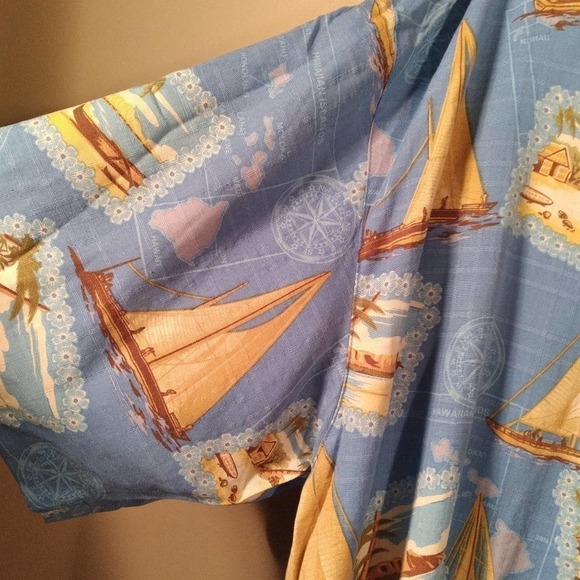 Bermuda Bay Silk Sailboat Beach Button Shirt XL - Picture 11 of 11